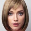 Women's Red Straight Synthetic Wig Mono Part By Rooted