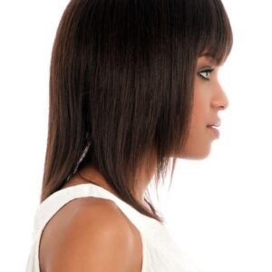 H-202 | Women's Mid-Length African American Human Hair Black Wigs - wigglytuff.net