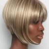 Angie | Black Rooted Straight Short Brunette Bob Wigs - wigglytuff.net