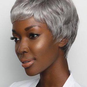 Gabby | Black Rooted Straight Gray Synthetic Brunette Blonde Bob Wigs - wigglytuff.net