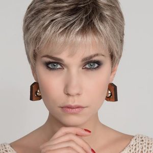 Mia Mono | Brunette Blonde Rooted Straight Gray Synthetic Wigs - wigglytuff.net