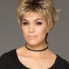 Drew | Rooted Blonde Women's Short Straight Layered Synthetic Wigs - wigglytuff.net