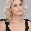 Beach Mono | Curly Layered Brunette Rooted Mid-Length Women's Lace Front Wigs - wigglytuff.net