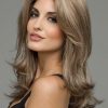 Bobbi | Straight Red Lace Front Monofilament Brunette Black Mid-Length Rooted Wigs - wigglytuff.net