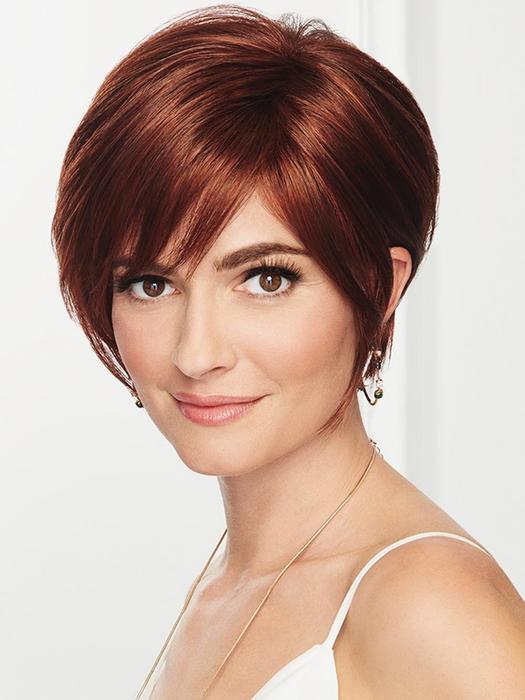Contempo Cut | Straight Layered Brunette Synthetic Black Red Women's Lace Front Wigs - wigglytuff.net