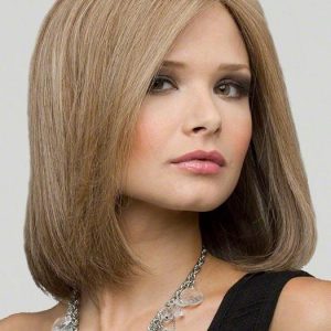 Lynsey | Straight Red Lace Front Monofilament Brunette Human Hair Mid-Length Rooted Wigs - wigglytuff.net