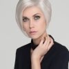 Rich Mono | Straight Layered Brunette Rooted Gray Monofilament Red Women's Wigs - wigglytuff.net
