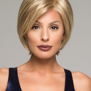 Shape | Straight Brunette Rooted Women's Bob Synthetic Monofilament Layered Wigs - wigglytuff.net