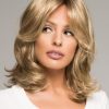Carrie | Mid-Length Straight Blonde Rooted Synthetic Wigs - wigglytuff.net