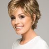Voltage | Short Women's Wavy Layered Brunette Synthetic Blonde Rooted Wigs - wigglytuff.net