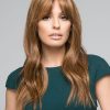 Lea Renau Exclusive | Long Brunette Rooted Human Hair Red Wigs - wigglytuff.net